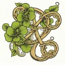 four leaf clover horseshoe intertwined tattoo design idea