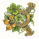 four leaf clover horseshoe intertwined tattoo design idea