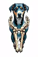 humanoid bloohound with bone hand tattoo design idea