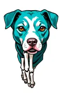 humanoid bloohound with bone hand tattoo design idea