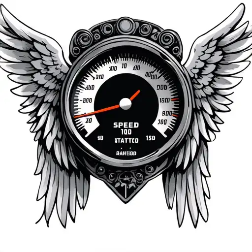 motorcycle speedometer with angel wings in the middle tattoo design idea