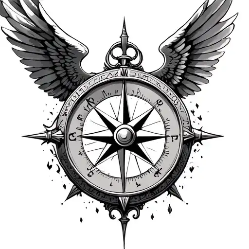 icarus falling compass tattoo design idea