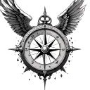 icarus falling compass tattoo design idea