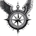 icarus falling compass tattoo design idea