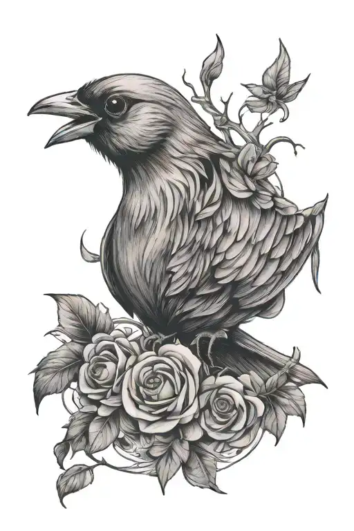 LLG WITH BIRD GOING DOWN NECK tattoo design idea