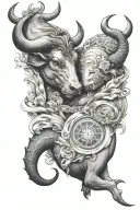 taurus and pisces tattoo design idea