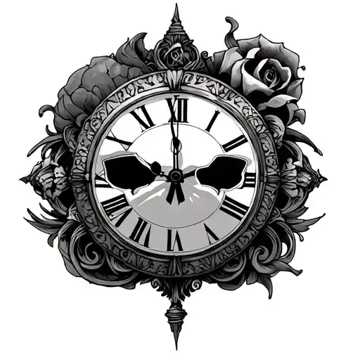 memento mori clock face tattoo design idea