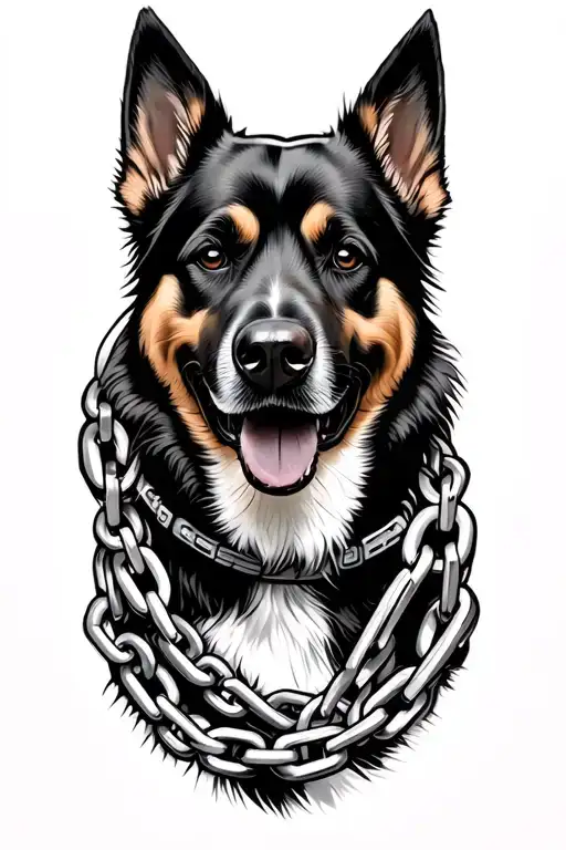 military dog chains wrapped tattoo design idea