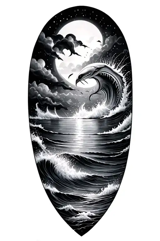 ocean theme sleeve tattoo design idea