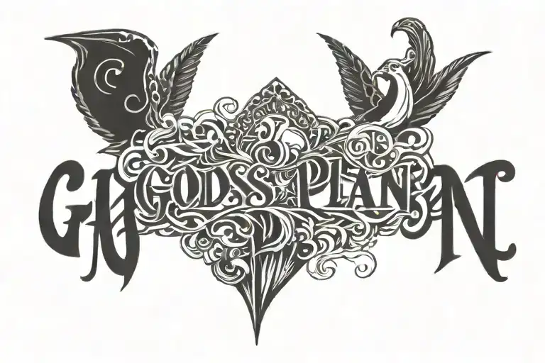 Tattoo with the phrase "GODS PLAN" tattoo design idea