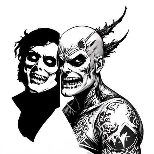 marvel comics vs scary movie character double personality tattoo design idea