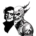 marvel comics vs scary movie character double personality tattoo design idea