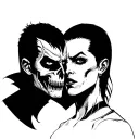 marvel comics vs scary movie character double personality tattoo design idea