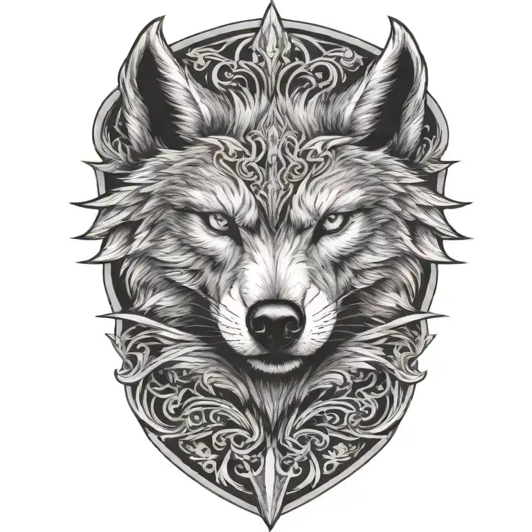 wolf head on a black tattoo design idea