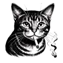 cat smoking cigarette tattoo design idea