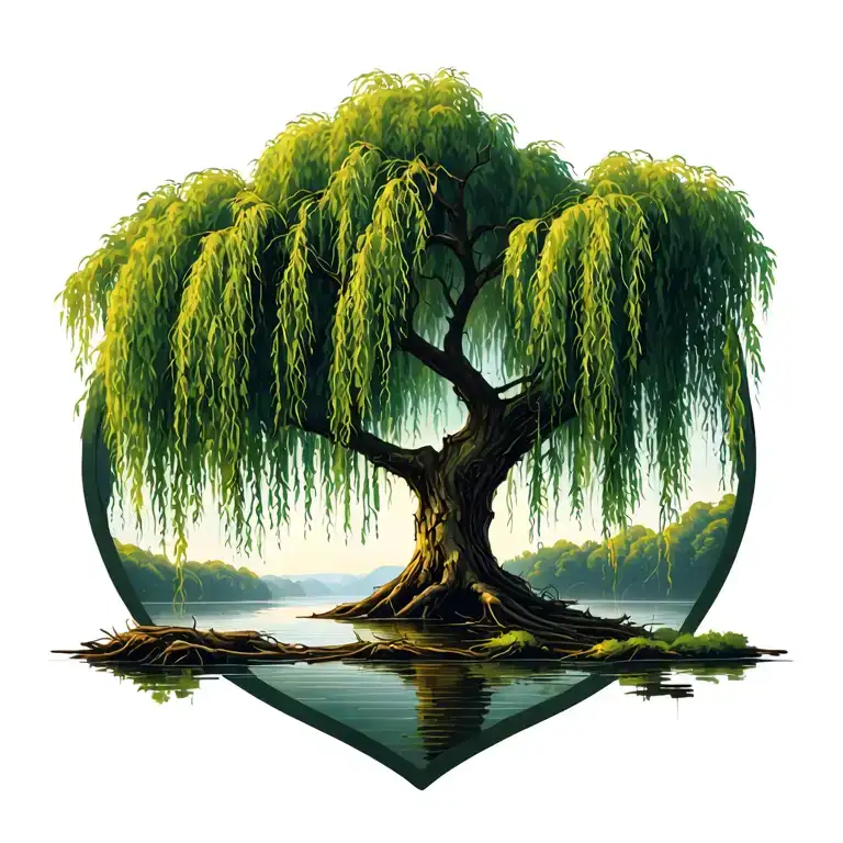 weeping willow tree tattoo design idea