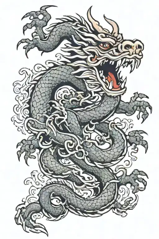Chinese dragon family tattoo design idea