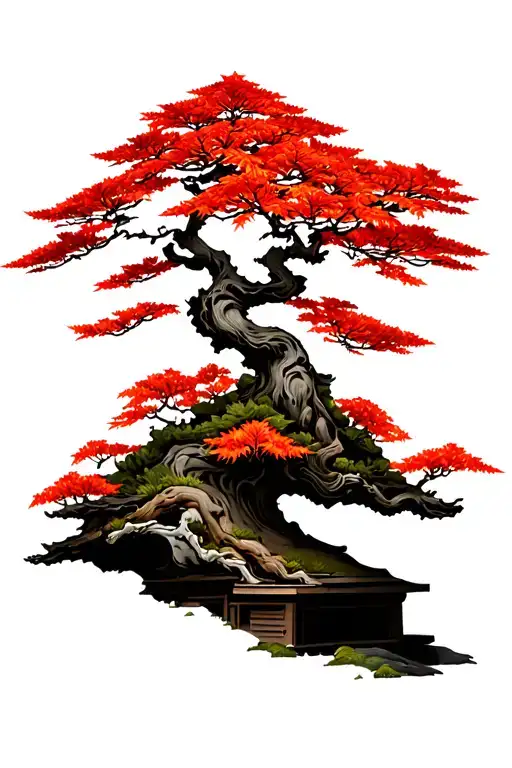 bloodgood Japanese maple bonsai tree in fall tattoo design idea