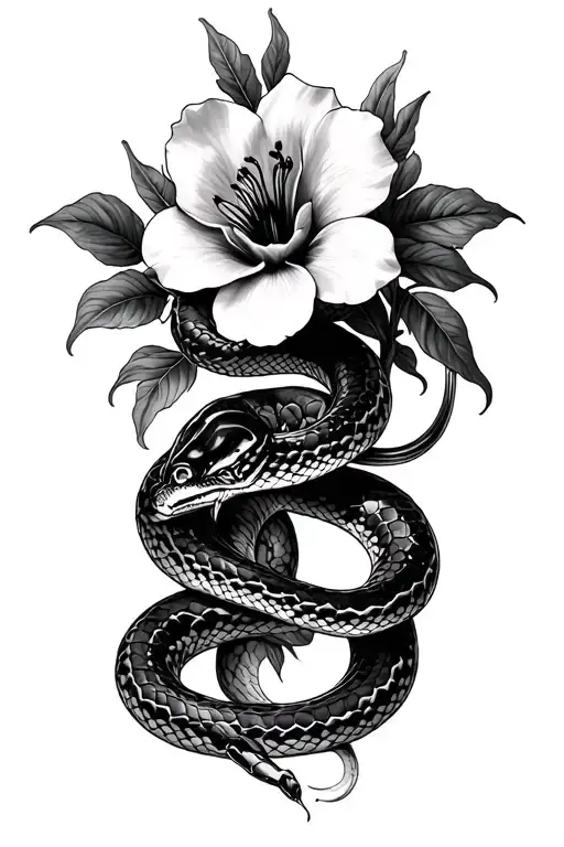 belladonna and snake tattoo design idea