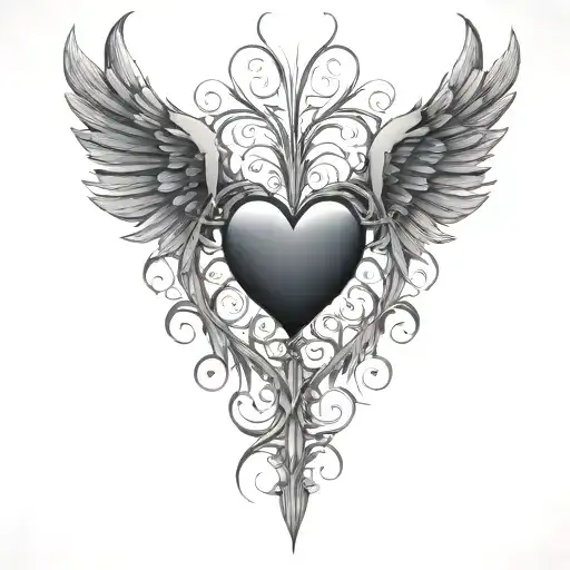 heart with wings tattoo design idea