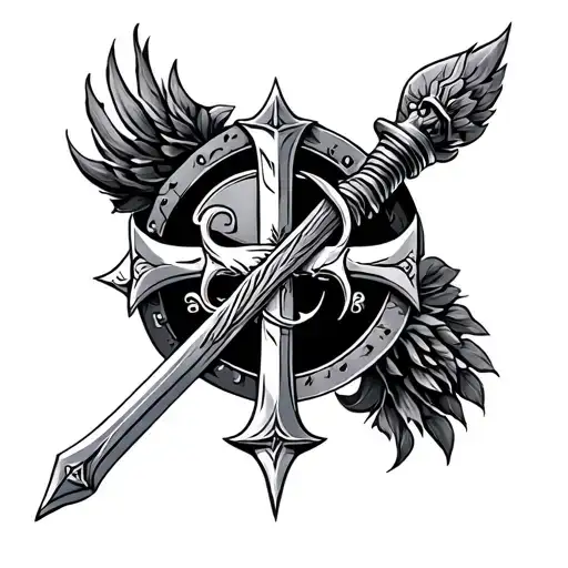 full sleeve Irish knights templar tattoo design idea