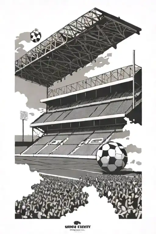 derby county football club stadium silhouette tattoo design idea