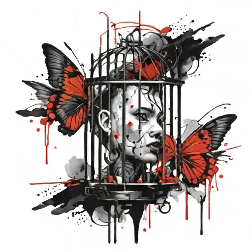 inner child in cage tattoo tattoo design idea