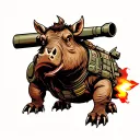 warthog with a bazooka rocket tattoo design idea