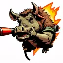warthog with a bazooka rocket tattoo design idea