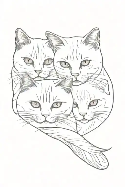 two British shorthair cats gray and marble tattoo design idea