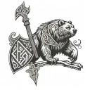 Viking bear runes tattoo design idea