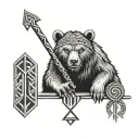 Viking bear runes tattoo design idea