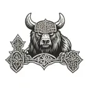 Viking bear runes tattoo design idea