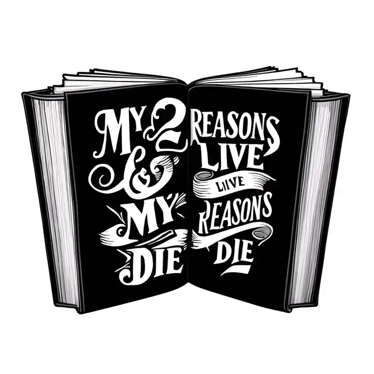 book saying My Reasons 2 Live & My Reasons 2 Die tattoo design idea