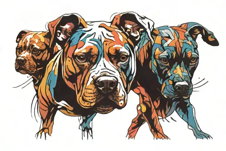 pitbull surrounded tattoo design idea