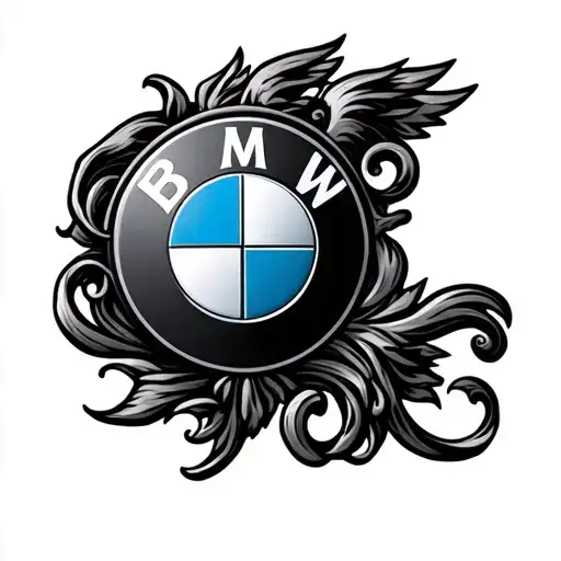 renaissance style bmw logo tattoo design idea