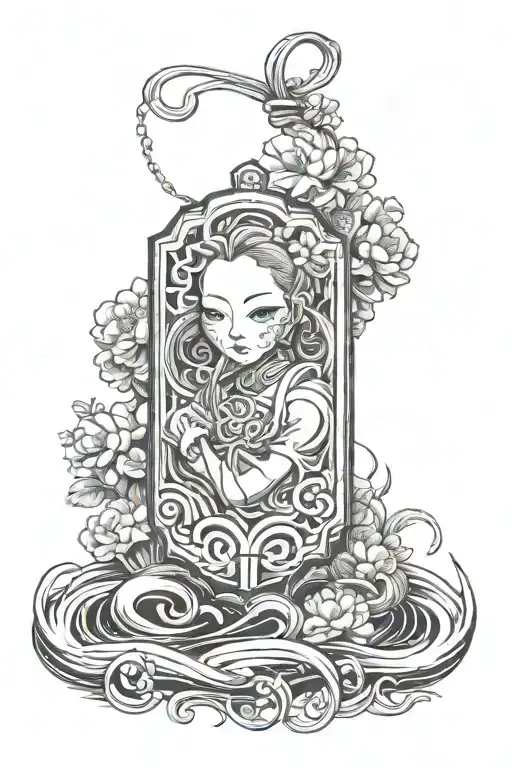 emtpy blank white omamori tattoo design idea