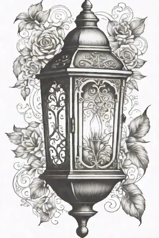 ornate vintage lantern by itself tattoo design idea
