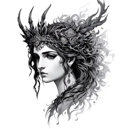 goddess Hecate,smoke tattoo design idea