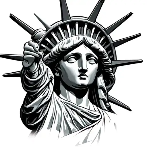 Statue of Liberty holding a rife tattoo design idea
