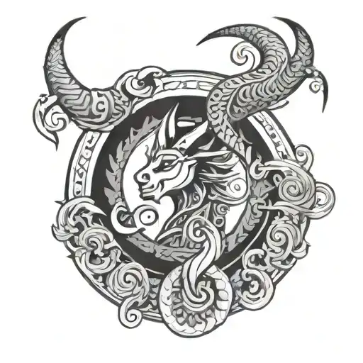 CAPRICORN POLYNESIA CIRCLE tattoo design idea