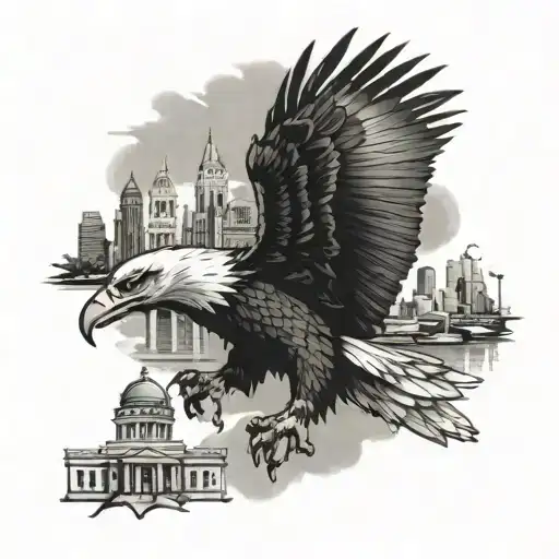 eagles aggressive Philadelphia skyline tattoo design idea