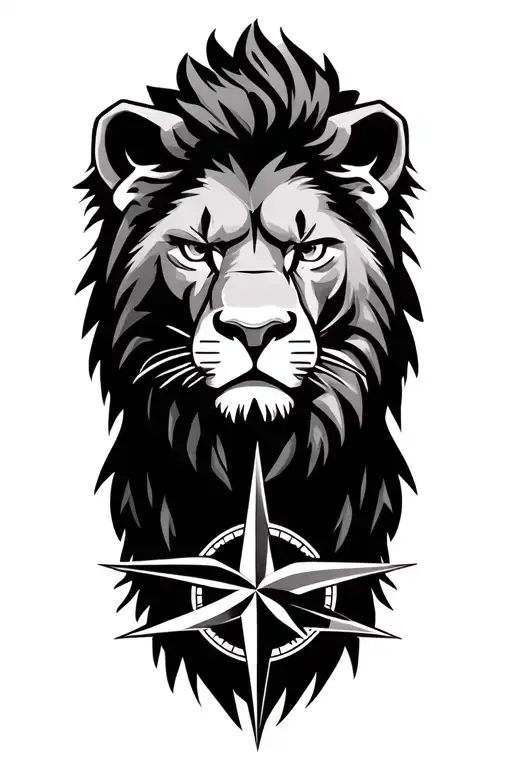 lion, compass, iowa hawkeye logo tattoo design idea