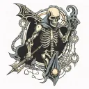 mechanical reaper holding a pendulum swinging tattoo design idea