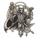 mechanical reaper holding a pendulum swinging tattoo design idea