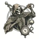 mechanical reaper holding a pendulum swinging tattoo design idea