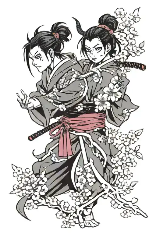 cherry blossom demon slayer anime tattoo design idea