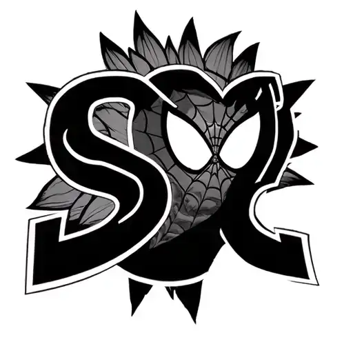 a tattoo for my brother with the initials SC he loves Spider-Man Dragon Ball, Z and his favorite song was sunflower f tattoo design idea