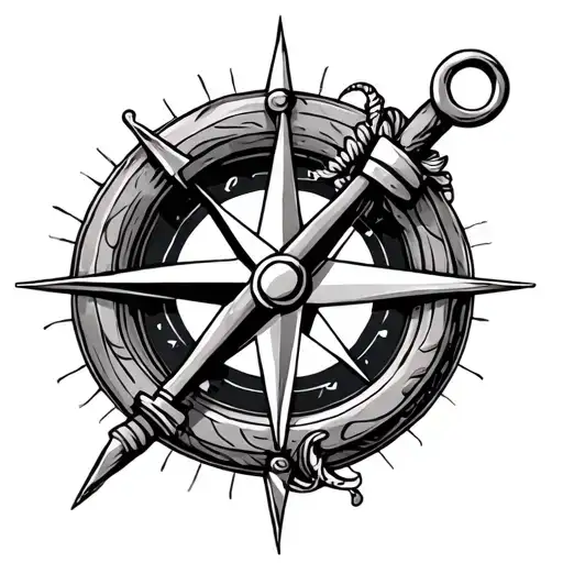 Anchor And Compass tattoo design idea