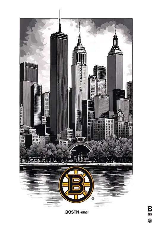 boston bruins boston skyline or scene tattoo design idea